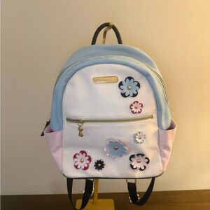 Betsey Johnson Backpack with Floral Design in Blue and Pink